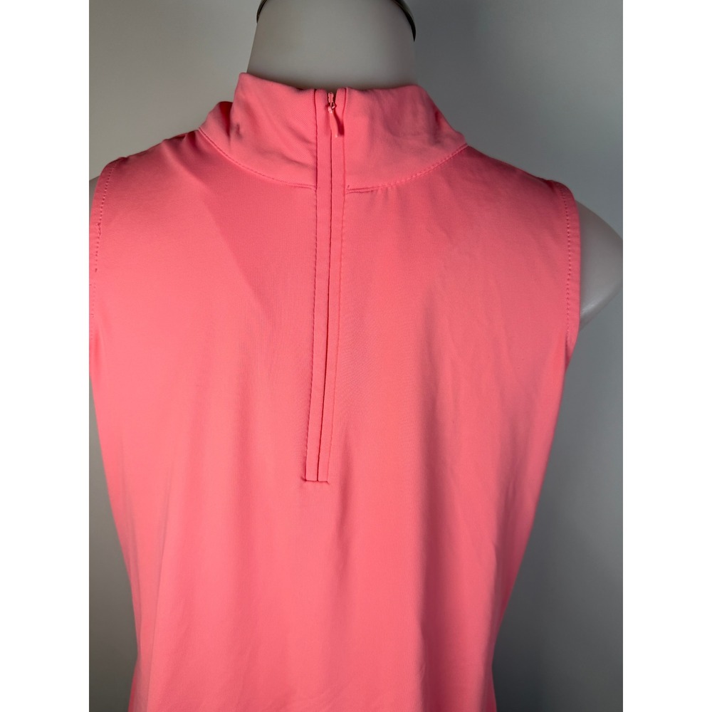 Lulu-B Womens Coral Pink Sleeveless Quarter Zip Mock Neck Golf Top XS - Picture 2 of 9